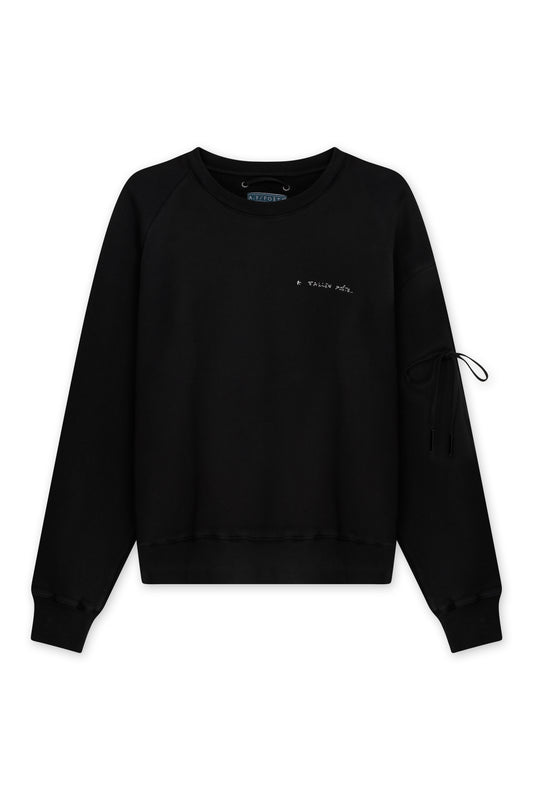 AFP HAND EMBROIDERED CHEST EARTH SWEATER - BLACK